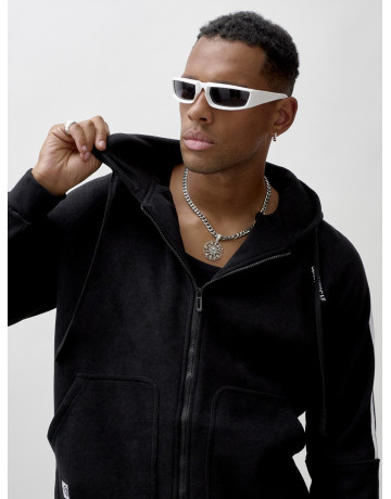 Мужской демисезонный спортивный костюм на флисе, чёрный, для спорта. в Тюмени