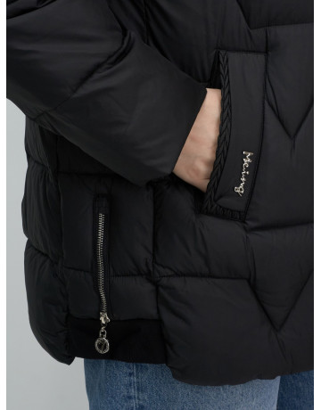 Женский зимний пуховик из эко-овчины, стильный и модный, чёрный. в Тюмени