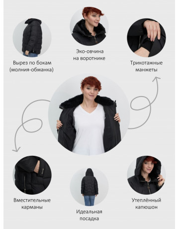 Пуховик для женщин с искусственной овчиной — тепло зима 2025