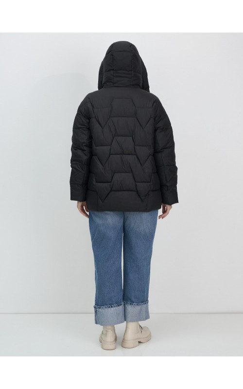 Женский зимний пуховик из эко-овчины, стильный и модный, чёрный. в Тюмени