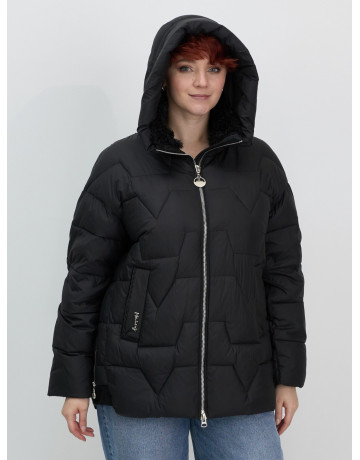 Женский зимний пуховик из эко-овчины, стильный и модный, чёрный. в Тюмени