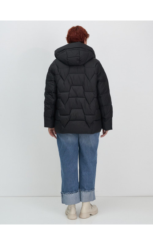 Женский зимний пуховик из эко-овчины, стильный и модный, чёрный. в Тюмени