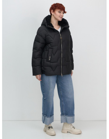 Женский зимний пуховик из эко-овчины, стильный и модный, чёрный. в Тюмени