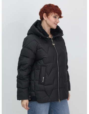 Женский зимний пуховик из эко-овчины, стильный и модный, чёрный. в Тюмени