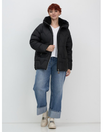 Женский зимний пуховик из эко-овчины, стильный и модный, чёрный. в Тюмени