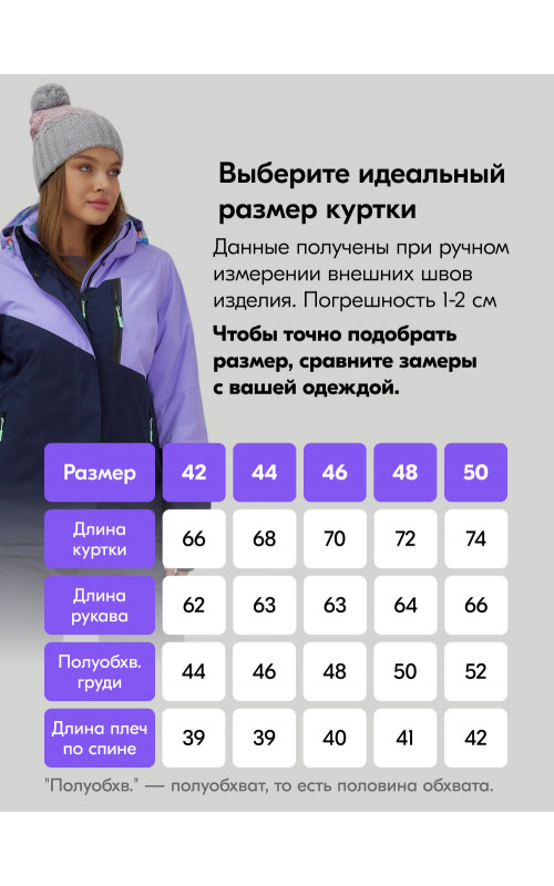 Женский горнолыжный костюм сиреневого цвета
