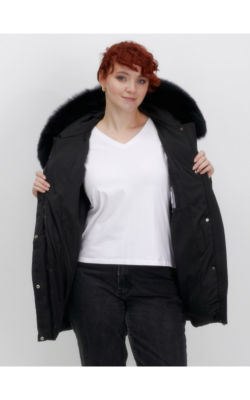 Пуховик для женщин с мехом песца