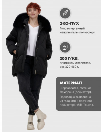 Пуховик для женщин с мехом песца