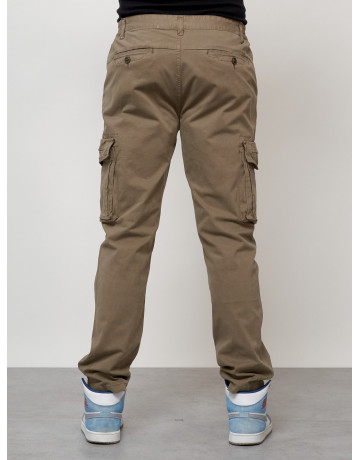 Мужские брюки карго с накладными карманами, бежевый, для повседневной носки в Тюмени