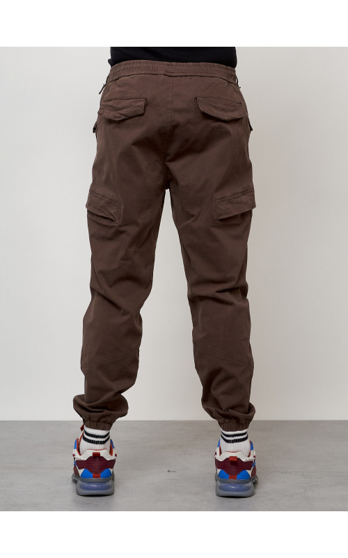 Мужские брюки карго с накладными карманами, коричневые в Тюмени
