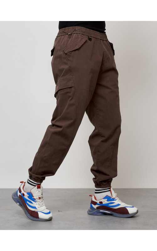 Мужские брюки карго с накладными карманами, коричневые в Тюмени