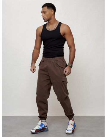 Мужские брюки карго с накладными карманами, коричневые в Тюмени