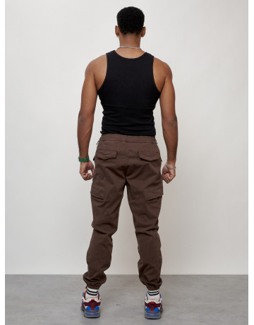 Мужские брюки карго с накладными карманами, коричневые в Тюмени