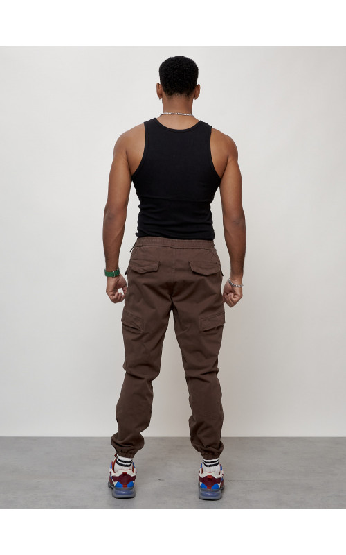 Мужские брюки карго с накладными карманами, коричневые в Тюмени