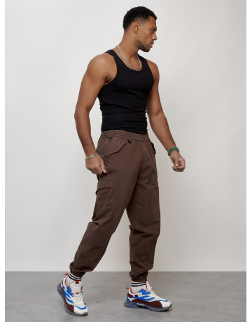 Мужские брюки карго с накладными карманами, коричневые в Тюмени