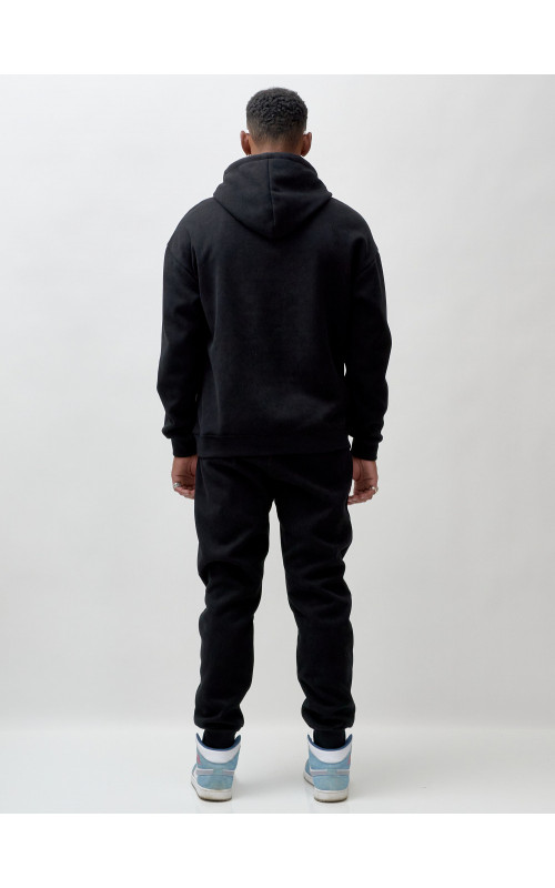 Мужской демисезонный спортивный костюм на флисе, чёрный, для спорта. в Тюмени