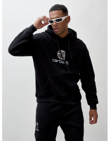 Мужской демисезонный спортивный костюм на флисе, чёрный, для спорта. в Тюмени