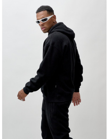 Мужской демисезонный спортивный костюм на флисе, чёрный, для спорта. в Тюмени