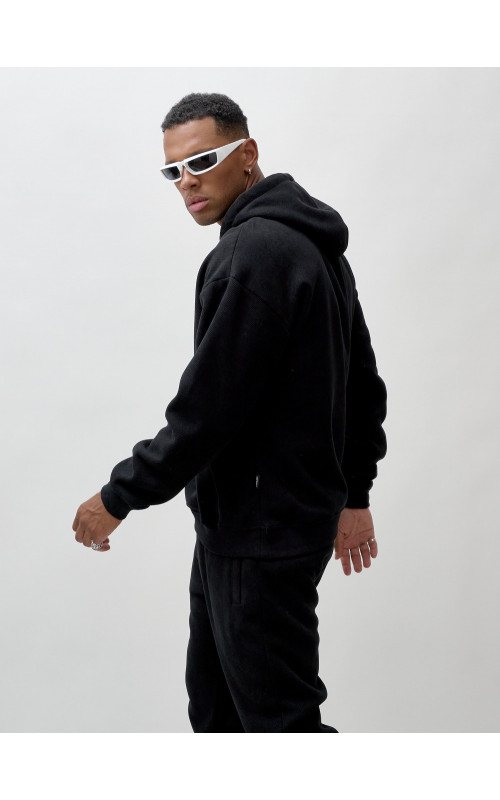 Мужской демисезонный спортивный костюм на флисе, чёрный, для спорта. в Тюмени