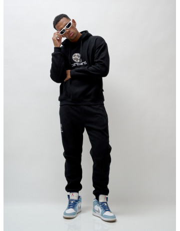 Мужской демисезонный спортивный костюм на флисе, чёрный, для спорта. в Тюмени