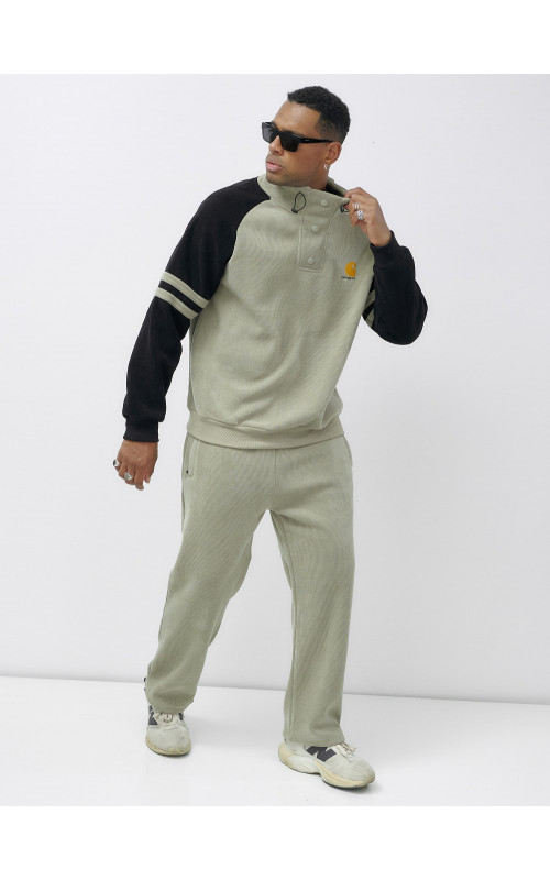 Мужской демисезонный спортивный костюм на флисе, светло-зелёный. в Тюмени