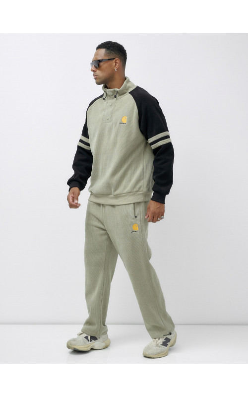 Мужской демисезонный спортивный костюм на флисе, светло-зелёный. в Тюмени