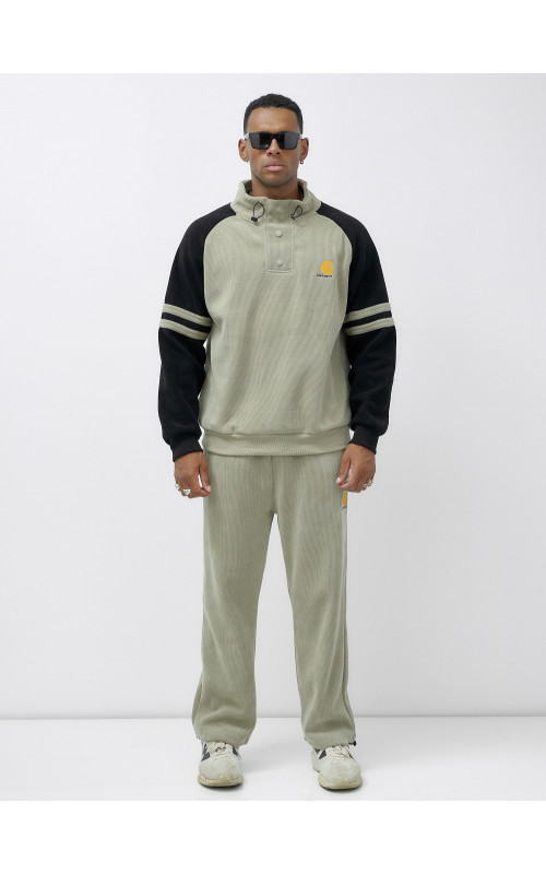 Мужской демисезонный спортивный костюм на флисе, светло-зелёный. в Тюмени