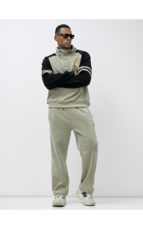 Мужской демисезонный спортивный костюм на флисе, светло-зелёный. в Тюмени