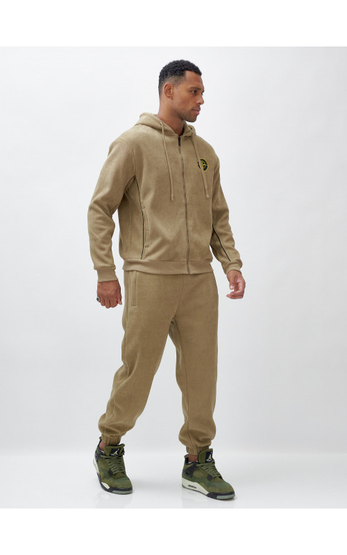 Мужской демисезонный спортивный костюм на флисе, бежевый, для спорта. в Тюмени