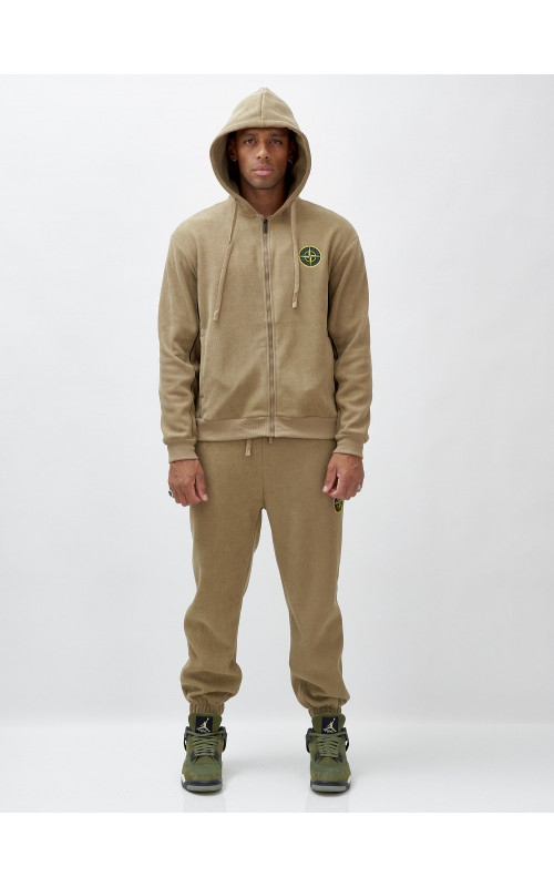 Мужской демисезонный спортивный костюм на флисе, бежевый, для спорта. в Тюмени