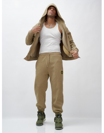 Мужской демисезонный спортивный костюм на флисе, бежевый, для спорта. в Тюмени