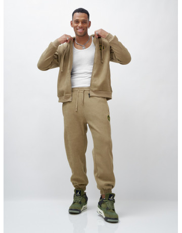 Мужской демисезонный спортивный костюм на флисе, бежевый, для спорта. в Тюмени