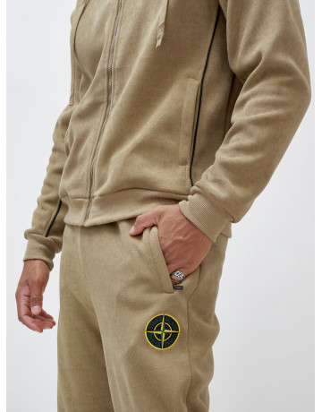 Мужской демисезонный спортивный костюм на флисе, бежевый, для спорта. в Тюмени