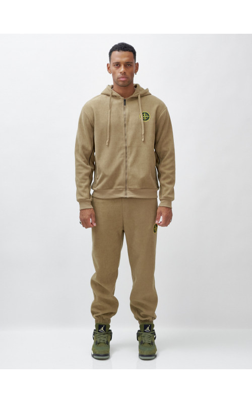 Мужской демисезонный спортивный костюм на флисе, бежевый, для спорта. в Тюмени