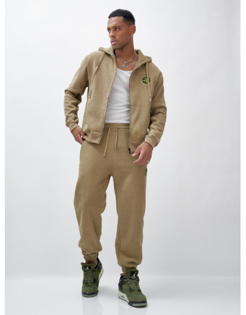 Мужской демисезонный спортивный костюм на флисе, бежевый, для спорта. в Тюмени