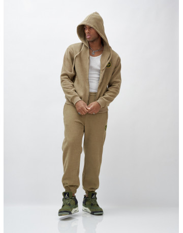 Мужской демисезонный спортивный костюм на флисе, бежевый, для спорта. в Тюмени