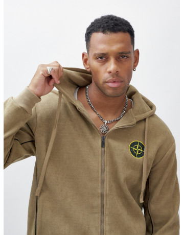 Мужской демисезонный спортивный костюм на флисе, бежевый, для спорта. в Тюмени