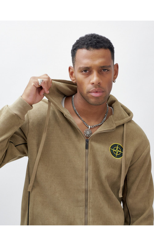 Мужской демисезонный спортивный костюм на флисе, бежевый, для спорта. в Тюмени