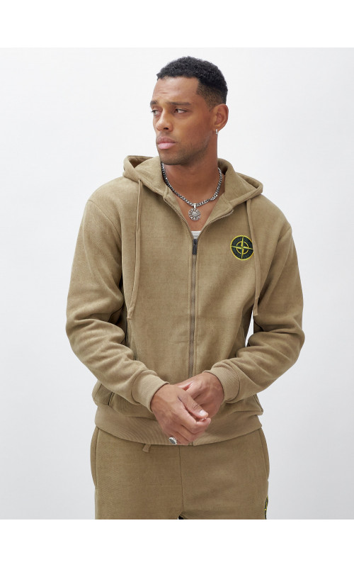 Мужской демисезонный спортивный костюм на флисе, бежевый, для спорта. в Тюмени