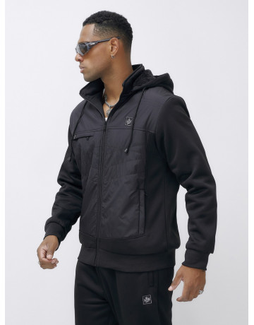 Мужской зимний спортивный костюм с начёсом, чёрный, для активного отдыха в Тюмени