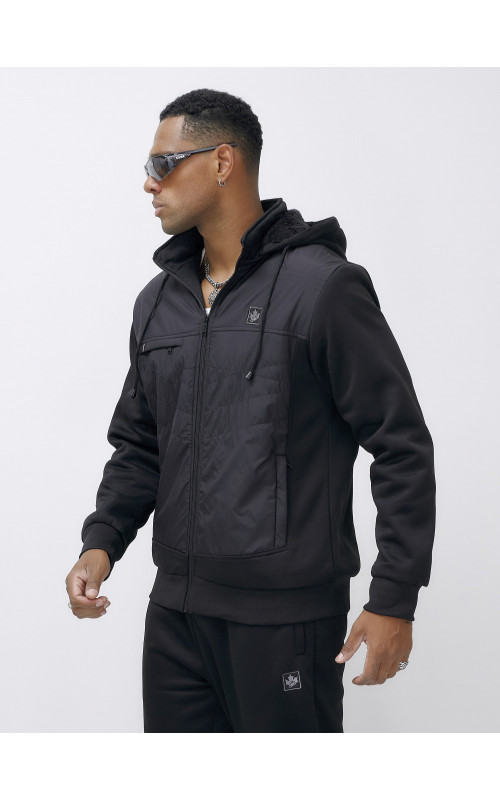 Мужской зимний спортивный костюм с начёсом, чёрный, для активного отдыха в Тюмени