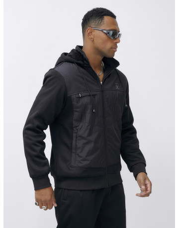 Мужской зимний спортивный костюм с начёсом, чёрный, для активного отдыха в Тюмени