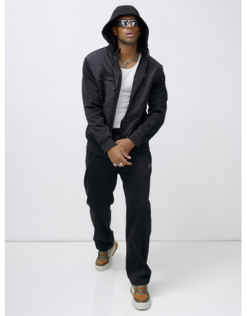 Мужской зимний спортивный костюм с начёсом, чёрный, для активного отдыха в Тюмени