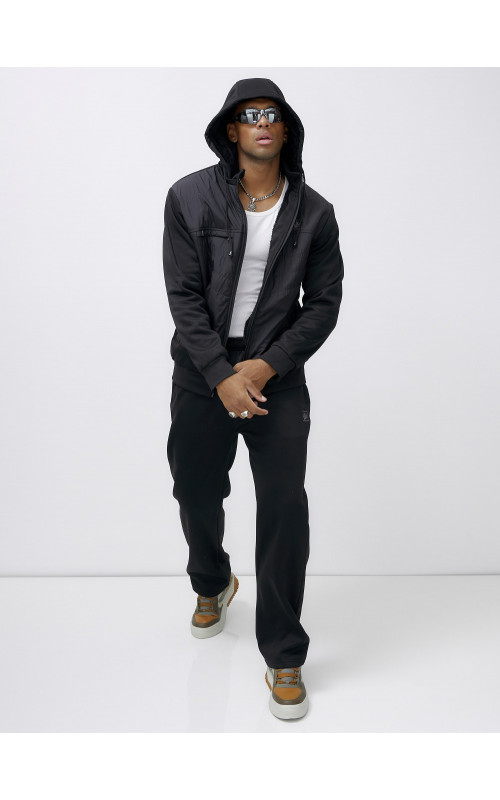 Мужской зимний спортивный костюм с начёсом, чёрный, для активного отдыха в Тюмени