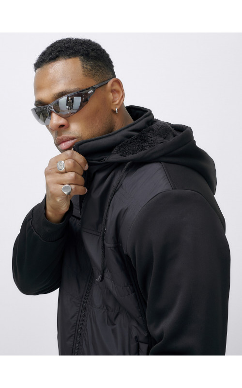 Мужской зимний спортивный костюм с начёсом, чёрный, для активного отдыха в Тюмени