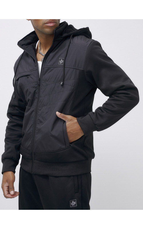 Мужской зимний спортивный костюм с начёсом, чёрный, для активного отдыха в Тюмени