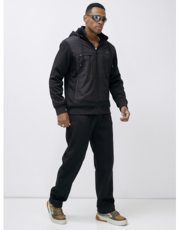 Мужской зимний спортивный костюм с начёсом, чёрный, для активного отдыха в Тюмени