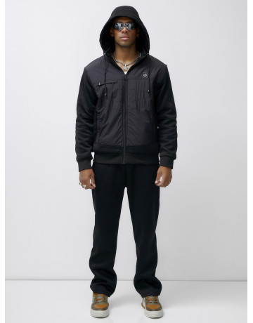 Мужской зимний спортивный костюм с начёсом, чёрный, для активного отдыха в Тюмени