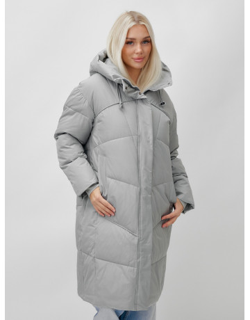 Длинный зимний пуховик с капюшоном для женщин