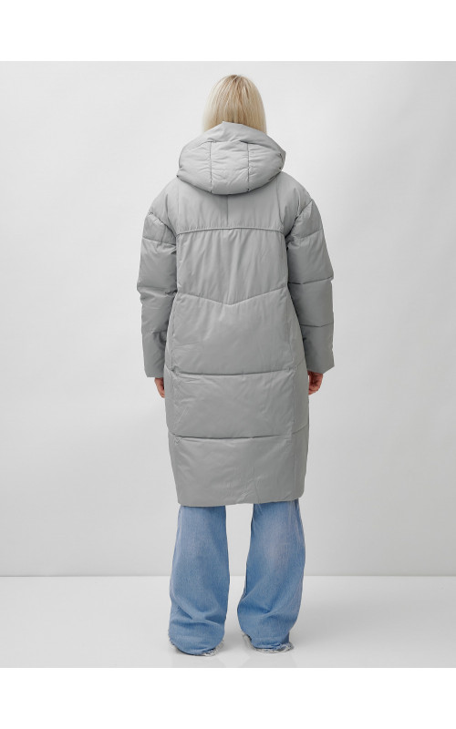 Длинный зимний пуховик с капюшоном для женщин